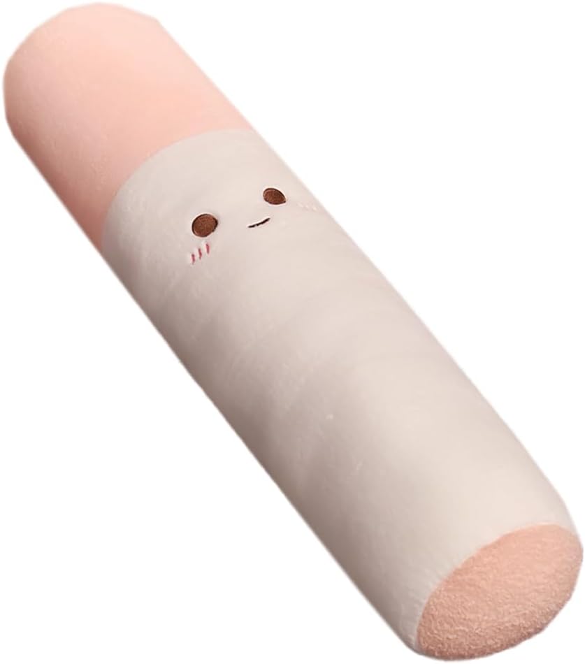 Cigarette Shaped Round Roll Pillow Side Sleeping Cylinder Long Bolster Pillow Washable Cervical Neck Roll Pillow (Orange, 65×12cm/25.59"×4.72")