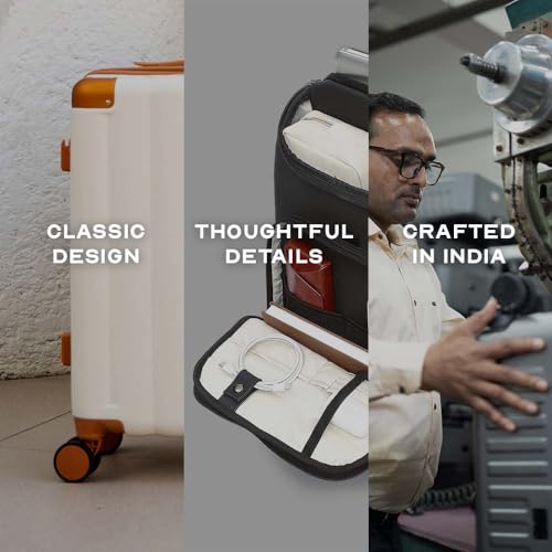 Image of Assembly Trolley Bag Set of 3 with TSA Locks & Enhanced Protection, Complete Polycarbonate Hard Shell Trolley Bag Collection for Adventure Travel, Ivory-Grey, 20+24+28 Inch