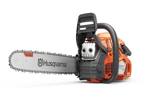 Husqvarna 445S Gas Chainsaw, 50-cc 3-HP, 2-Cycle X-Torq Engine, 18 Inch Chainsaw with Automatic Oiler, For Wood Cutting and Tree Trimming