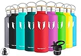2 TAPONES INTERCAMBIABLES - (1) Sport Cap ofrece una alta velocidad de flujo que facilita la toma de la botella sin quitar la tapa, (2) la tapa del bucle con el carabinero súper seguro para asegurar las bolsas para uso al aire libre, para los más atractivos !