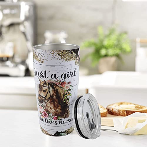 Xacayuerp Horse Gifts For Girls Women, Funny Just A Girl Who Loves Horses Tumbler With Lid And Straw, Insulated Cup Stainless Steel Tumblers 20 Oz, Mothers Day Birthday Gifts For Mom Friends Lovers #TOP5
