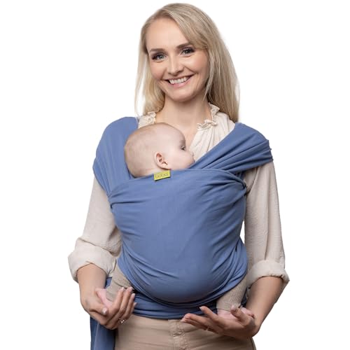 Image of Boba Baby Wrap Carrier Newborn to Toddler - Stretchy Baby Wraps Carrier - Baby Sling - Hands-Free Baby Carrier Wrap - Baby Carrier Sling - Baby Carrier Newborn to Toddler 7-35 lbs (Vintage Navy Blue)