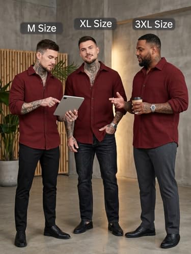 Image of GRECIILOOKS Casual Shirt for Men's | Full Sleeve Textured Shirts for Men | Regular Fit Wrinkle Free Premium Shirts for Man | Biker Streetwear Office Travel Dinner Style
