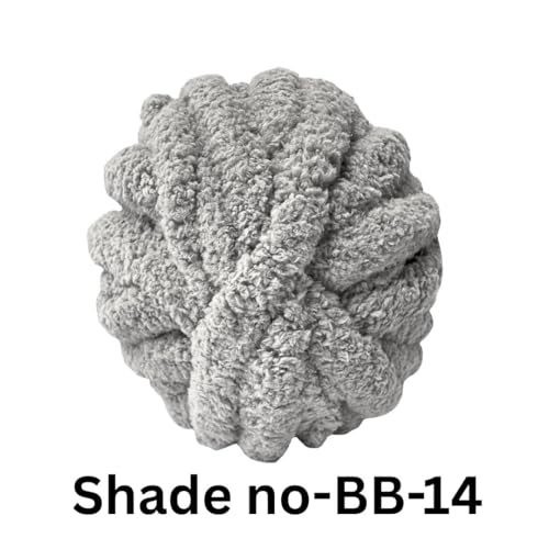 Image of VCR Grey Yarn, 200 Grams Big Chunky Hank, 22 Meters Length, Suitable for Knitting Blankets and Pillows, 100% Polyester Yarn Ball for Crochet DIY, Soft Threads, Pack of 1