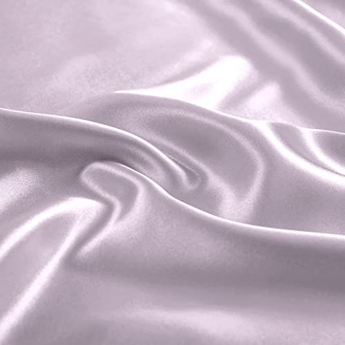 Image of Ersmak 6 Pieces Satin Duvet Cover King Size Luxury Silky Bedding Duvet Cover Set with 1 Soft Duvet Cover, 4 King Pillowcases and 1 Body Pillowcase, Lavender
