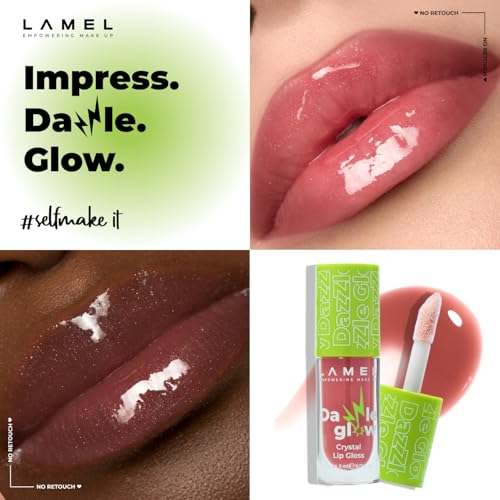Image of LAMEL Crystal Lip Gloss Dazzle Glow | High-Shine Glossy Finish | Non-Sticky, Moisturizing Lip Gloss for Soft, Juicy Lips | Glass-Like Shine 5ml