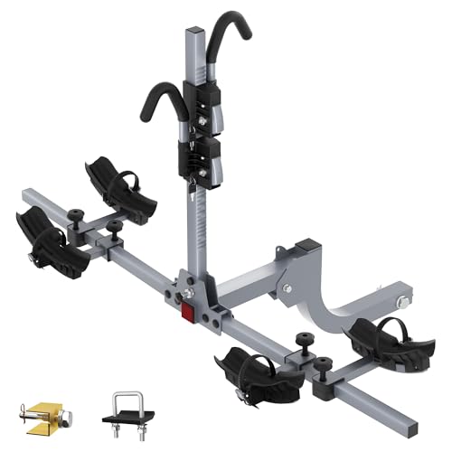 WILDROAD Hitch Bike Rack, Foldable 2-Bike Rack for Standard, Fat Tire and E-Bike, Wobble Free Smart Tilting Bike Rack, 2-Bike 180 lbs Capacity, Fits 2-inch Receiver