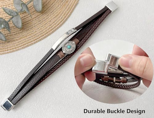 Pulsera de cuero para hombre con diseño en capas miniatura 7