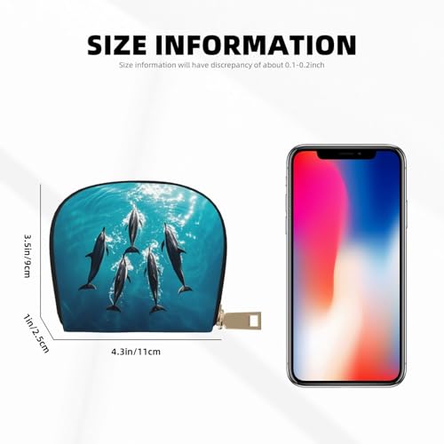 Dancing Dolphins Print Credit Card Holder, PU Leather Small Card Bag Wallets with Zipper for Women Men id Business Card3