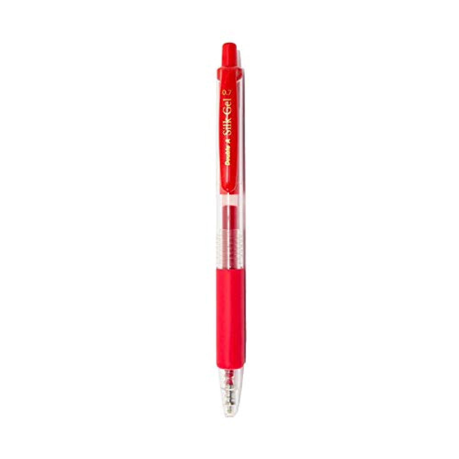 12 Pieces Silk Gel Clicker Pen with Soft Grip (Red, 0.7mm)