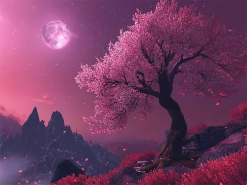 Peinture diamant plein foret arbre Japon pour vaincre l'ennui et le stress du quotidien