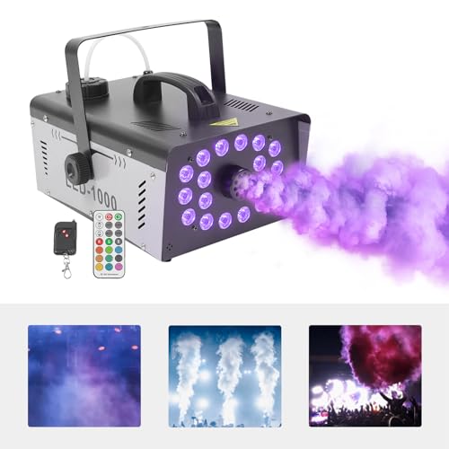 Máquina de humo LED 1000W con 18 luces y control dual miniatura 3