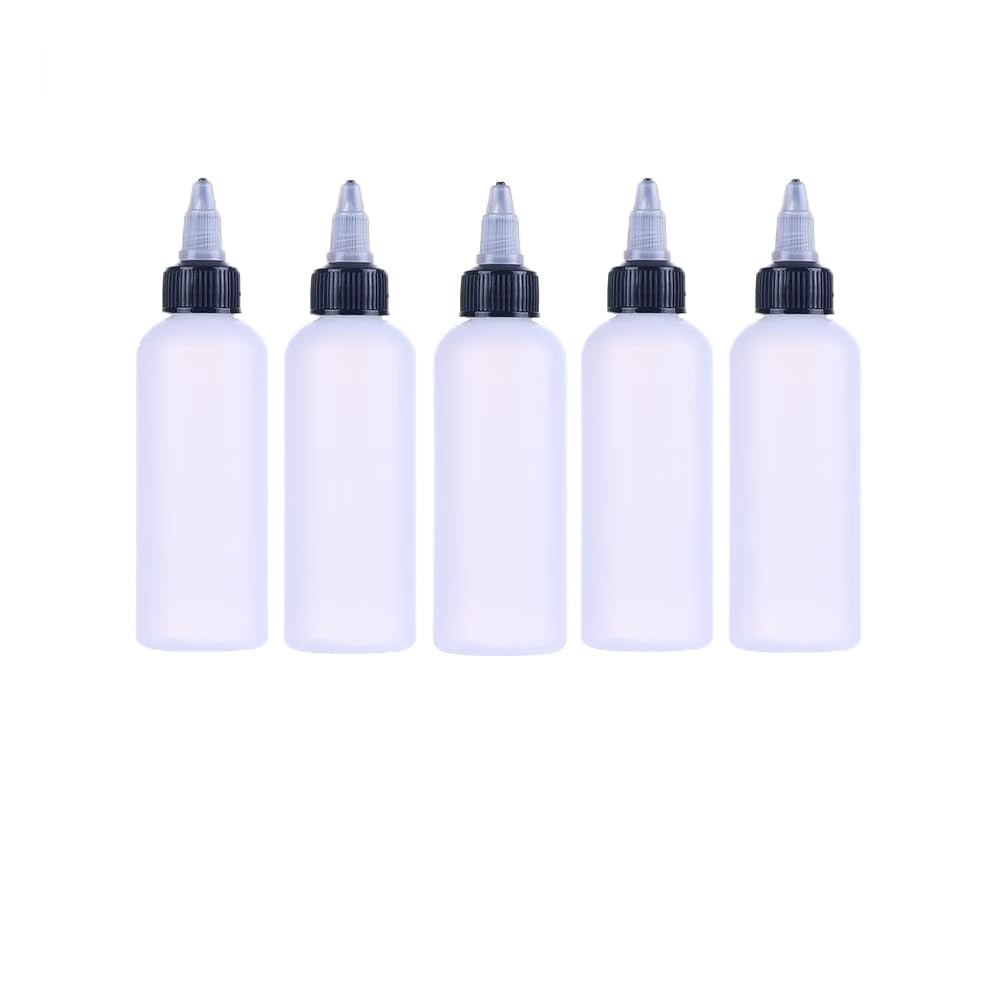 50 Pack Soft Plastic Squeeze Dispensing Bottles with Black Twist Cap, Multi Purpose Bottle for DIY Liquids Mixing,Crafts, Art, Glue, Kitchen,Household, Translucent White (Translucent White,100ml)
