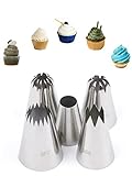 Large Frosting Tips,Eclair Churro Macaron Star Round Icing Piping Tip for Cake Cupcake Cookie Decorating,5 Pcs