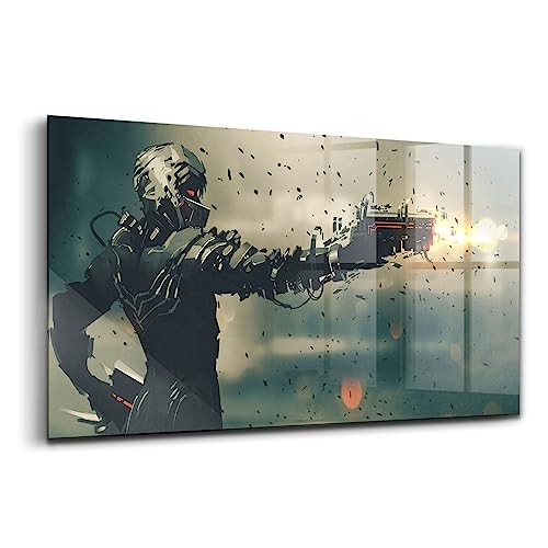 Peinture sur verre d'art moderne multicolore pour salon style science-fiction