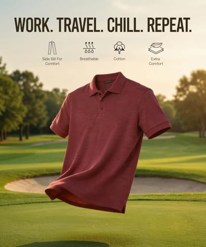 Image of Scott International Men's Cotton Polo T-Shirt | Regular Fit | Breathable & Soft Fabric | Classic Collar with Button Placket | Casual & Office Wear | Summer Essential Polo Tee for Men