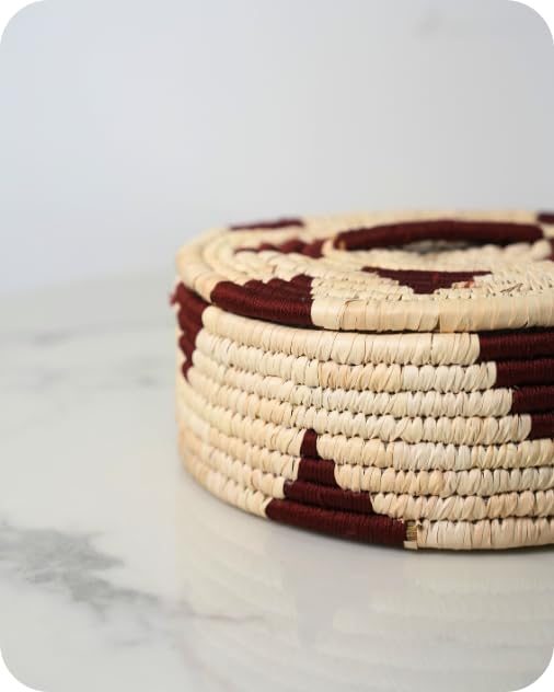 Swadeh Sabai Grass Serveware - The Dough Dome Roti Box (9 inch by 3 inch): Handwoven Eco-Friendly Maroon Roti Basket, Lightweight & Durable Sustainable Dining Essential by Indian Artisans 3