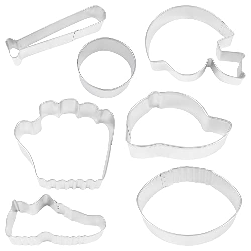 R&M International Sports Cookie Cutters, Baseball Cap, Bat, Glove, Football, Helmet, Sneaker, Circle, 7-Piece Set #TOP1