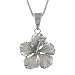Rhodium Plated Sterling Silver 17mm Hibiscus Pendant Necklace, 16+2" Extender