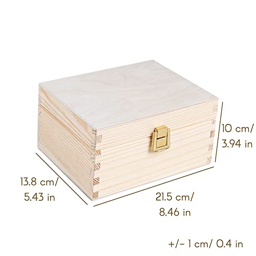 Creative Deco Kleine Holzkiste mit Deckel und Schloss | 21,5 x 13,8 x 10 cm – Ansicht 2