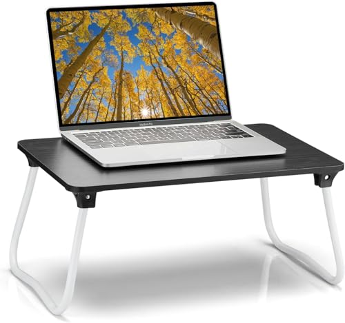 Image of Ruxury Foldable Lap Desk Laptop Stand Bed Desk Table Tray, Breakfast Serving Tray, Portable & Lightweight Mini Table, Lap Tablet Desk for Sofa Couch Floor - Black