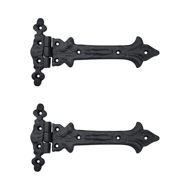 Adonai Hardware Adonijah Aluminium Strap T Hinge (7.9" x 2 Pack, Matte Black) for Barn Doors, Gates, Kitchen Cabinets, Sheds, Wooden Box, Furniture,