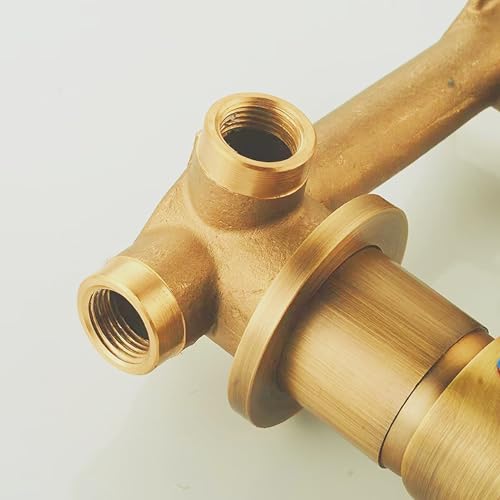 imiiHO 017 Rubinetto per lavabo da parete, ottone spazzolato, tono bronzo, rubinetto da parete per bagno