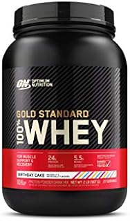 Optimum Nutrition Gold Standard 100% Whey Protein Powder, Birthday Cake, 2 Pound