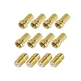 JZK Vergoldetes F-Stecker-Set, 8x F-Steckerkupplung für RG6-Koaxialkabelverlängerung und 4x SAT-Buchsen-Verlängerungsadapter für Satellitenkabel, Satelliten-TV-Antenne