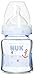 Nuk Glas-Babyflasche"First Choice+" mit Sauger extrafein gelocht - farbig sortiert, 120 ml, mehrfarbig