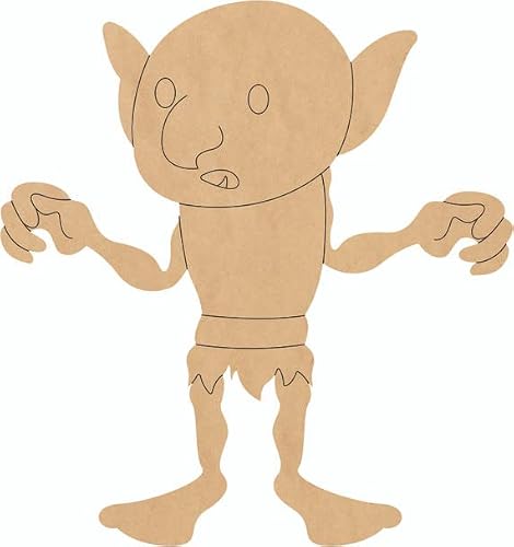 Wooden Goblin 1" Cutout, Unfinished Wood Halloween, Paint by Line MDF 1/8"