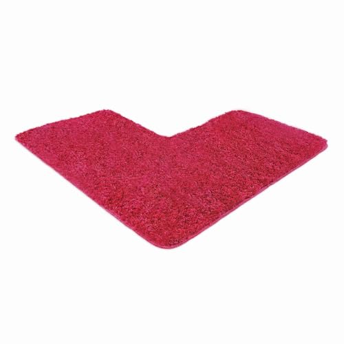 WohnDirect Tapis de bain d'angle 50 x 100 x 100 cm, microfibre à poils longs, antidérapant, absorbant, lavable en machine, adapté au chauffage au sol,...