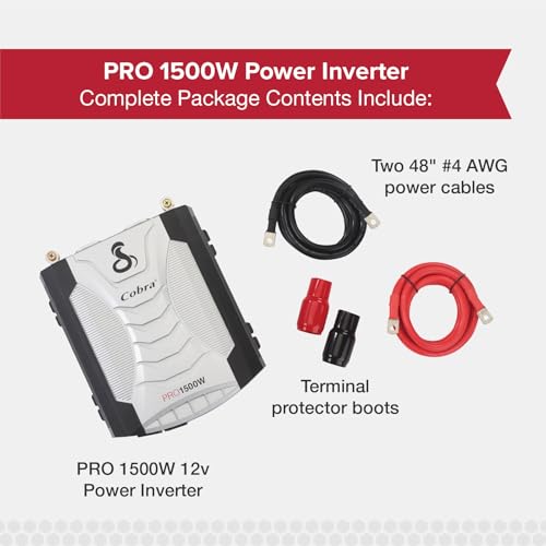 Image of Cobra PRO 1500W Professional Grade Power Inverter, Portable - 1500-Watt Car Charger, 4 Grounded AC Outlets, 2 Fast Charge USB Ports and Remote Controller (CPIALCDG1) Compatible
