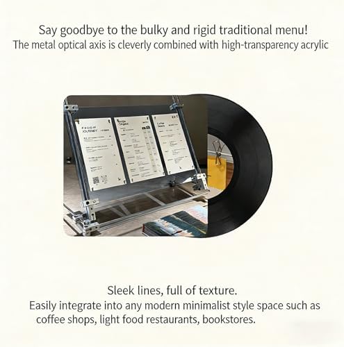 Adjustable Clear Acrylic Menu Holder with Moving Wheels & Stainless Steel Base for Restaurant, Office, Store Display Versatile, Stylish