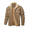 MAGCOMSEN Men’s Winter Jacket Lined Sherpa Jacket Warm Trucker Coat Multi Pocket