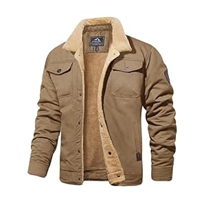 MAGCOMSEN Men’s Winter Jacket Lined Sherpa Jacket Warm Trucker Coat Multi Pocket