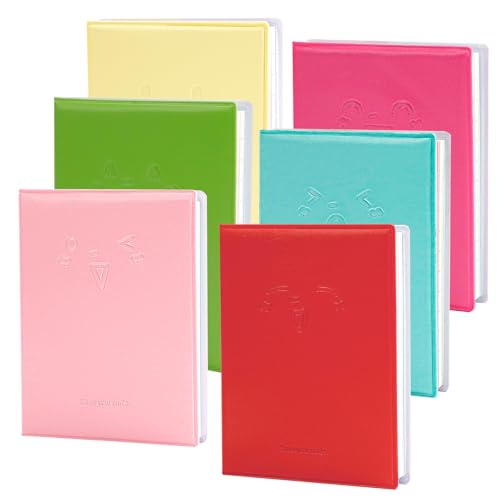 QUMENEY - QUMENEY Mini Pocket Notebook, Cute Small Diary Notepads Lined Memo with PU Leather Case, Portable Blank Notebook Travel Journals Sketchbook (6, 6 Colors)