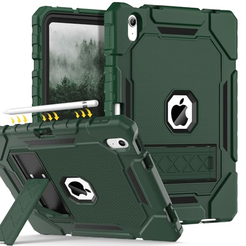 Grifobes for iPad A16 Case 11th Generation 11 inch 2025 / iPad 10th Generation Case 10.9 inch 2022, Heavy Duty Military Grade Shockproof Cover with Pencil Holder for i Pad 11/10 (Alpine Green)