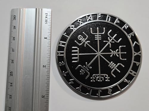 Image of Viking Vegvisir Compass Nordic wayfinder Black Chrome Plastic car Emblem Decal 3D Sticker