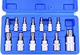 incluye maletin de plastico Juego 13 vasos Torx inviolable T8 a T70 para llave de carraca 1/4\", 3/8\",1/2\"