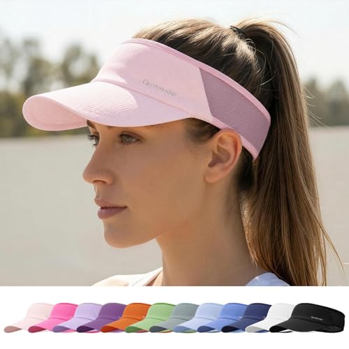 Image of Sport Sun Visor Hat for Women Men - Lightweight Stretchy Polyester Spandex Quick Dry Sweatband Wrinkle Resistant