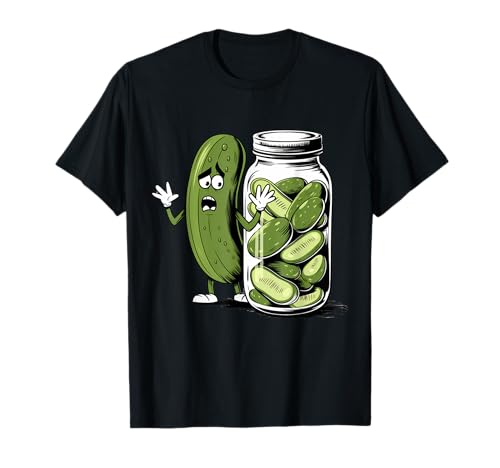 Funny Scared Pickle Joke Pickle Jar Panic Cucumber Lover T-Shirt