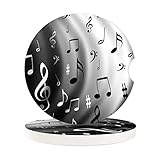 Black White Music Notes Absorbent Car Cup Coasters,Cup Holders,Cork Base Drink Coasters with Finger Notch for Easy Move of Car Cup Holder for Women Men 2.6'(2 Pieces)