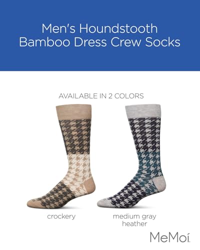 MeMoi Men's Houndstooth Rayon Dress Crew Socks2