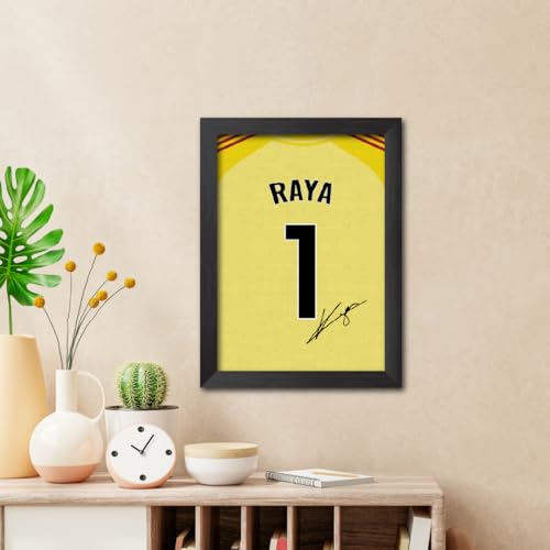 Image of TenorArts David Raya Poster Frame Arsenal Jersey Laminated Photo Print with Signature Framed Painting with Matt Finish Black Texture (12 inches x 9inches)