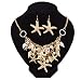 HUELE 2 IN 1 Summer Sea Shell Beach Necklaces Starfish Pearl Statement Chunky Necklace Pendant And Shell Earrings for Womens（Gold-plated）