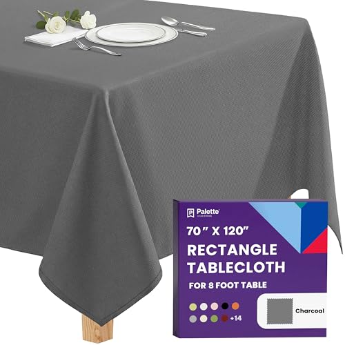 Image of Gee Di Moda Rectangle Tablecloth - 70 x 120 Inch Charcoal Table Cloth for 6 or 8 Foot Rectangle Tables - Heavy Duty Washable Fabric - for Holiday Party, Dinner, Weddings, Baby Shower & Events
