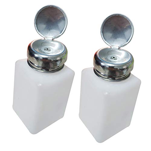 Esquirla 2 Pieces Nail Polish Remover Bottle Lockable With Cap Nail Pump Bottle Liquid Press Pumping Dispenser Bottle ml