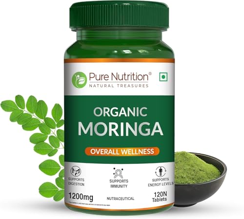 Pure Nutrition Moringa 1200mg – 120 Veg Tablets | Rich in Antioxidants, Vitamins & Minerals | Supports Healthy Digestion, Immunity, Energy Levels & Detox | Superfood Supplement for Men & Women