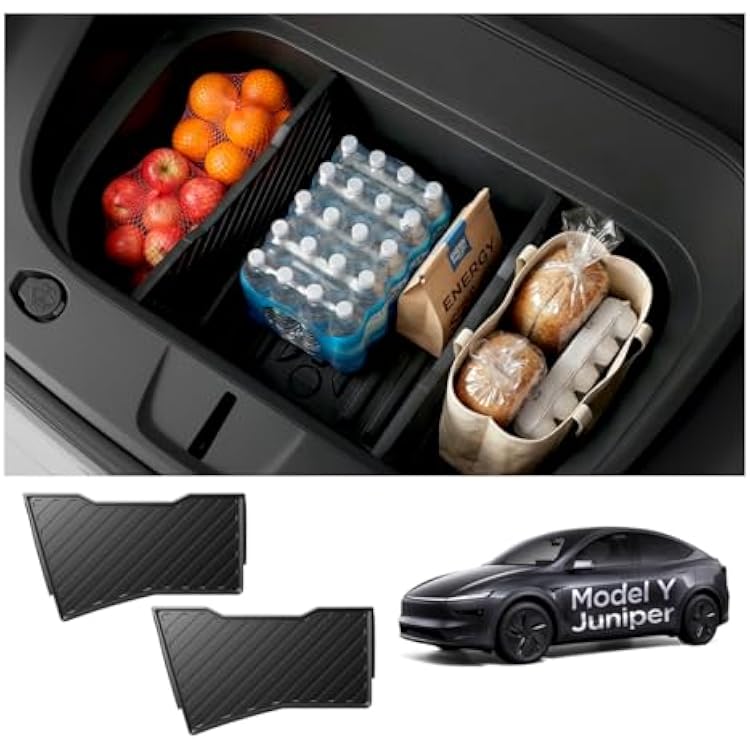 Front Trunk Divider for Tesla Model Y Juniper Premium/Performance 2025 2026 - Storage Organization Solution, Silicone Padded Snug Fit, Reduces Rattle Noise, Frunk Organizer Partition Set (Pack of 2)
